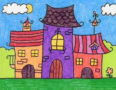Рисунок для срисовки сказочный домик (23 шт)