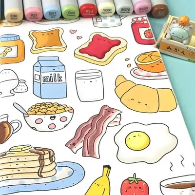 Скетчбук еда для срисовки: Красочные изображения для творчества