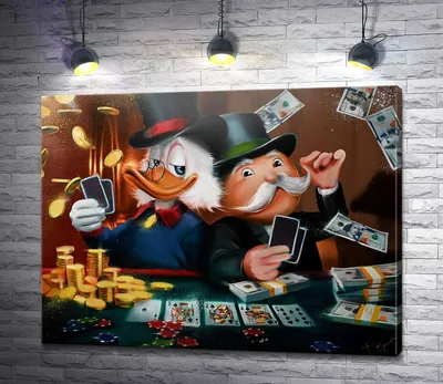 Купить картину на холсте \"Скрудж Макдак и дядюшка Пеннибэгс играют в  казино\" с доставкой недорого | Интернет-магазин \"АртПостер\"