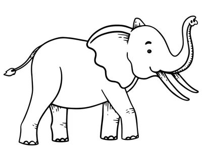Веселый слон — раскраска для детей. Распечатать бесплатно.