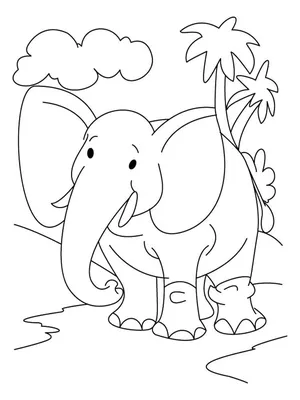 Раскраска Слон играет в мяч - распечатать бесплатно