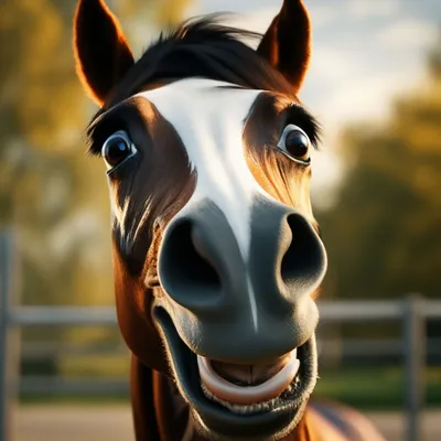 смешной малыш, смеющийся конь на темном размытом фоне Иллюстрация штока -  иллюстрации насчитывающей ангстрома, лошадь: 273483514