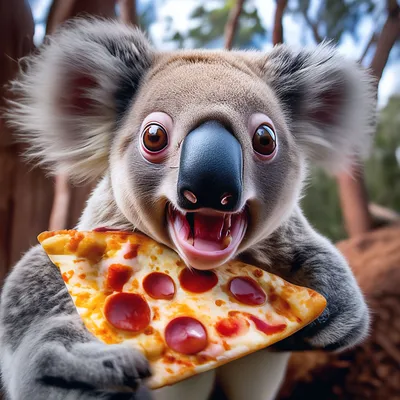 Koala Pizza Криповая смешная …» — создано в Шедевруме