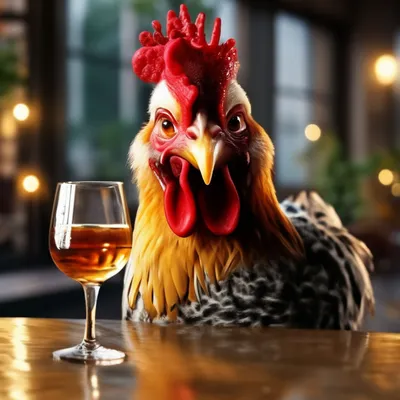 Смешная курица с бокалом» — создано в Шедевруме