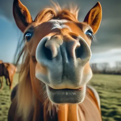 Улыбающеяся лошадь смешная картинка» — создано в Шедевруме