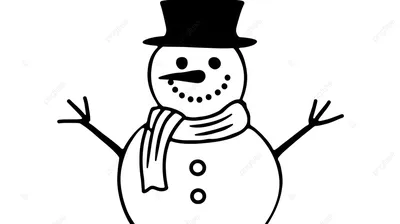 Черно-белый рисунок снеговика в шапке и шарфе с генеративным ии | Премиум  Фото