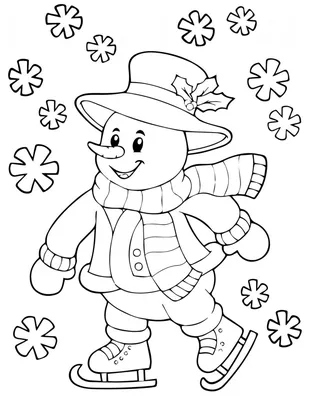 Черно-белый рисунок снеговика в шапке и шарфе, генеративный ии | Премиум  Фото
