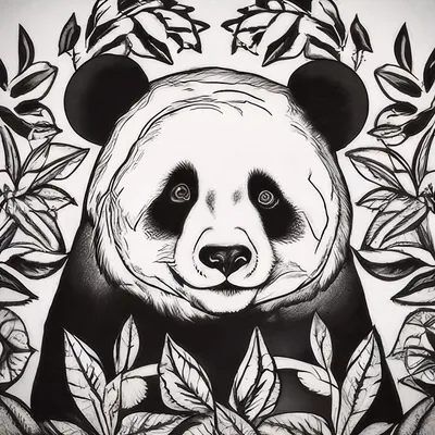 Контур панды, легко срисовать, …» — создано в Шедевруме