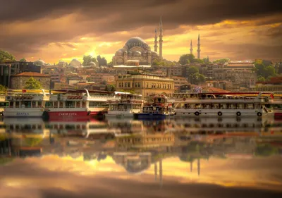Скачать обои Голубая мечеть, Стамбул, Турция, Храм, Закат в разрешении  2560x1600 на рабочий стол