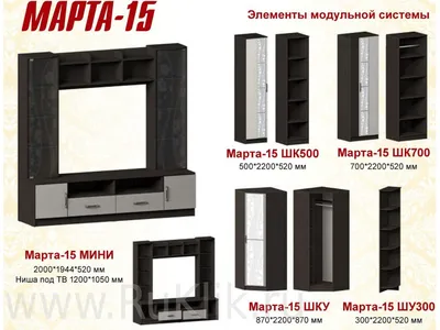 Стенка Марта-15 комплект 2 -купить по цене 68338 Руб