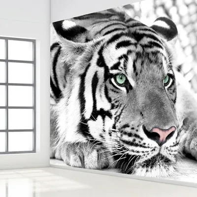 Настенные 3D обои, размер под заказ, стерео, черно-белый тигр, фотообои для  гостиной, ТВ, Декор для дома, 3D обои для комнаты | AliExpress