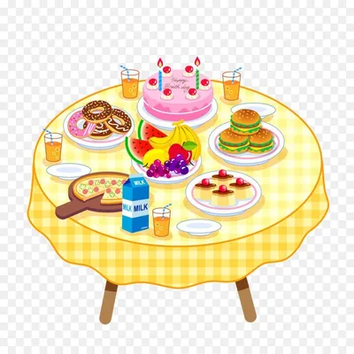 Фото стола с едой на день рождения в 4K разрешении