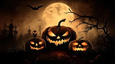 обои со страшными тыквами ночью, страшная картинка на хэллоуин, которую  можно нарисовать, Хэллоуин фон картинки и Фото для бесплатной загрузки