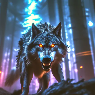 Страшные волки в тёмном лесе , со…» — создано в Шедевруме