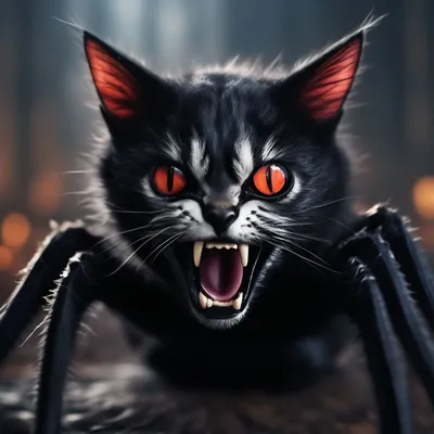 Страшная кошка паук с клыками как …» — создано в Шедевруме