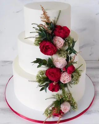 Свадебный торт без мастики с живыми цветами – купить за 3 300 ₽ |  Кондитерская студия LU TI SÙ торты на заказ