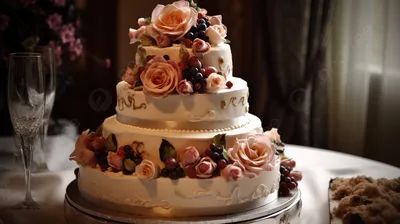 Свадебный торт - Два сердца « Каталог « Торты на заказ