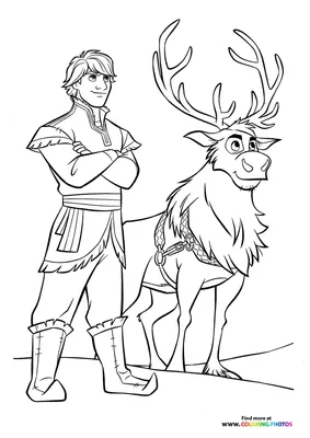 Kristoff and Sven - Coloring Pages for kids