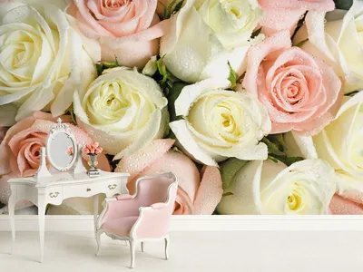 Фотообои Светлые розы на стену. Купить фотообои Светлые розы в  интернет-магазине WallArt