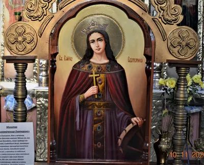 Антикварные иконы - Икона \"Святая великомученица Екатерина\"