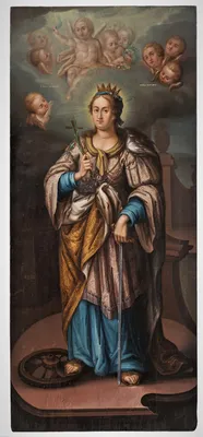 Купить икону Святой Екатерины, икона с янтарем