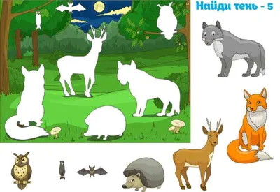 Развивающая игра «Тени животных» – распечатать PDF для малышей