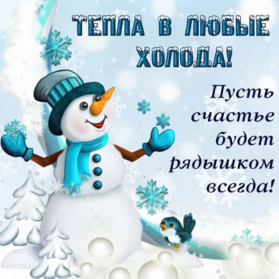 Открытка - снеговик желает тепла в любые холода | Новогодние пожелания,  Открытки, Милые открытки