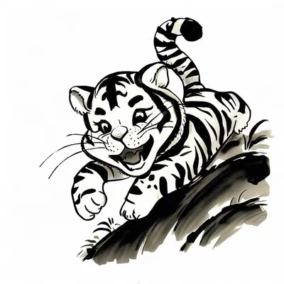 Бегущий свирепый тигр - Животные - Раскраски антистресс