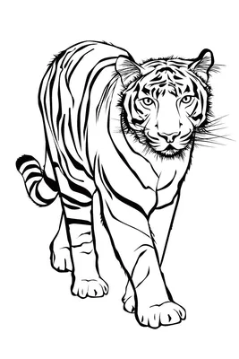 Бенгальский тигр - razukrashki.com | Лев эскиз, Раскраски, Рисовать