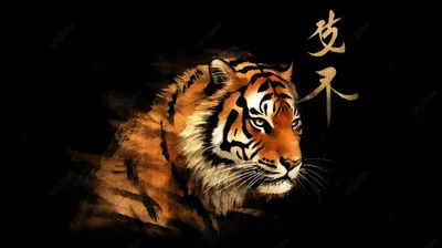 обои для тигра китайские иероглифы обои Iphone 7 5 дюймов, персонаж тигра,  написанный кистью для каллиграфии, Hd фотография фото фон картинки и Фото  для бесплатной загрузки