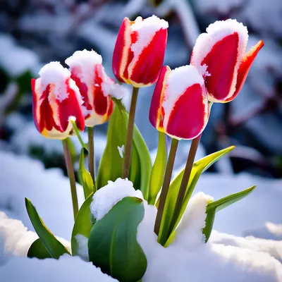 фото тюльпаны в снегу | Flowers, Garden images, Tulips