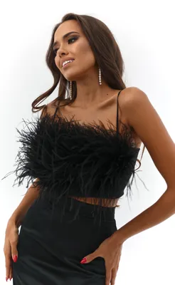 Топ с перьями черный — Купить в интернет-магазине женской одежды Malina  Bonita