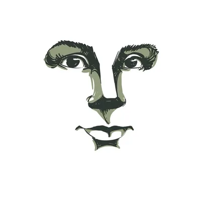 Векторный рисунок задумчивой женщины, думающей о чем-то. черно-белый  портрет привлекательной дамы с тонкими чертами лица. | Премиум векторы