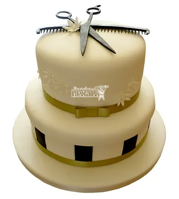 Торт Парикмахеру 05093017 для парикмахера на день рождения с мастикой  стоимостью 9 450 рублей - торты на заказ ПРЕМИУМ-класса от КП «Алтуфьево»