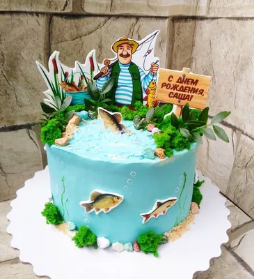Tortokoshka Вафельная картинка на торт Рыбак