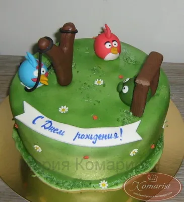 Торт \"Angry Birds\" на день рождения. Наполнение - бисквит с фруктовой  пропиткой, сливочно-йогуртовый крем.. | ВКонтакте
