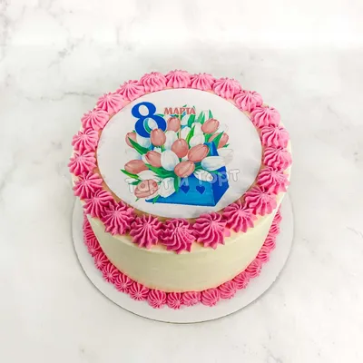 Мастичный торт с цветами на 8 Марта — instacake.ru