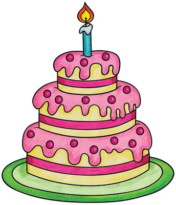 вкусный пирог торта со свечой нарисованной векторный клипарт Иллюстрация  вектора - иллюстрации насчитывающей конструкция, вишня: 218716032