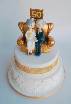 Торт на золотую свадьбу - 71 фото