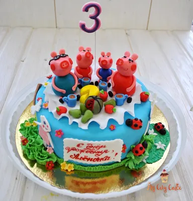 Торт Свинка Пеппа 04124821 на день рождения стоимостью 8 950 рублей - торты  на заказ ПРЕМИУМ-класса от КП «Алтуфьево»