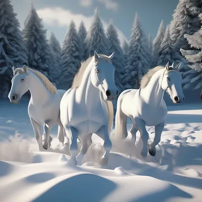 Три белых коня иллюстрация - 86 фото