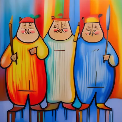 Картина Три Толстяка. Наивное …» — создано в Шедевруме