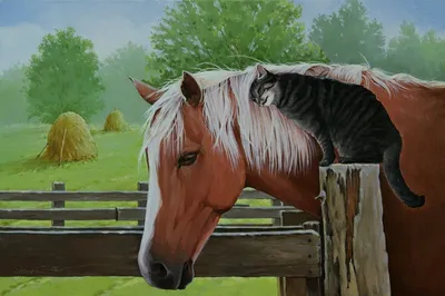 Лошадь в деревне рисунок - 70 фото