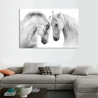 Настенная картина с изображением двух белых лошадей, животных, на холсте,  черно-белые картины для гостиной, Декор, настенное изображение, Прямая  поставка | AliExpress