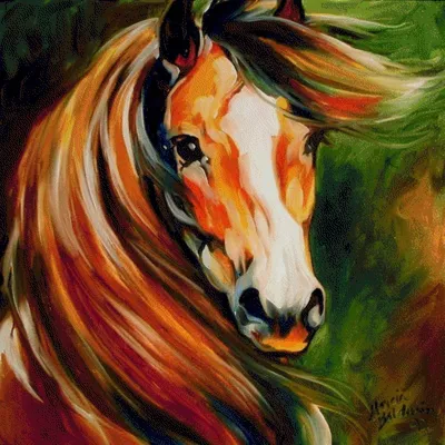 Рисунок лошади масляными красками - 70 фото