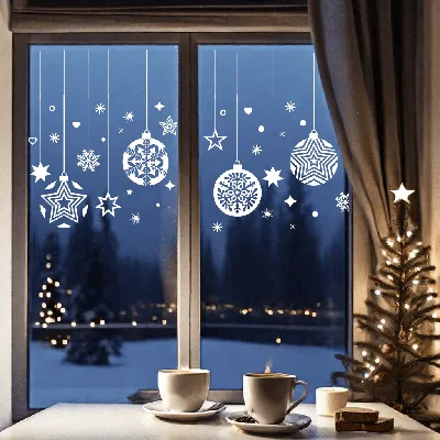 Купить Новогодние силиконовые наклейки на окна Радость цветные 25 см оптом  - Kalibri.top
