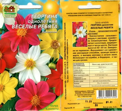 Семена георгин Плазмас Веселые ребята смесь 138104 1 уп. - купить в Москве,  цены на Мегамаркет