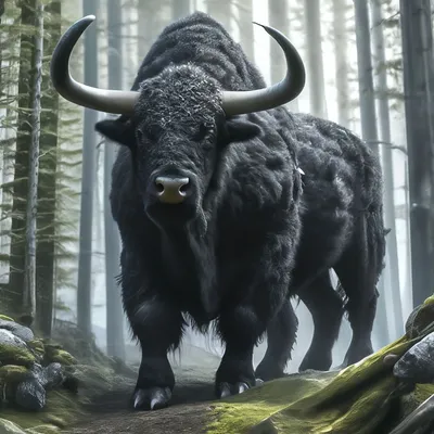 Исполинский черный бык-тур на …» — создано в Шедевруме
