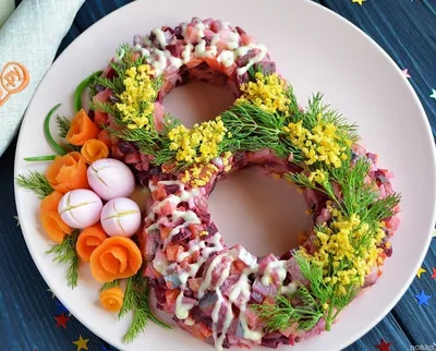 Праздничный салат на 8 Марта. Женщины оценят. | Кулинарка | Дзен