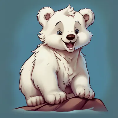 Белый медвежонок Умка, мультяшный арт…» — создано в Шедевруме